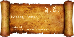 Matity Benke névjegykártya